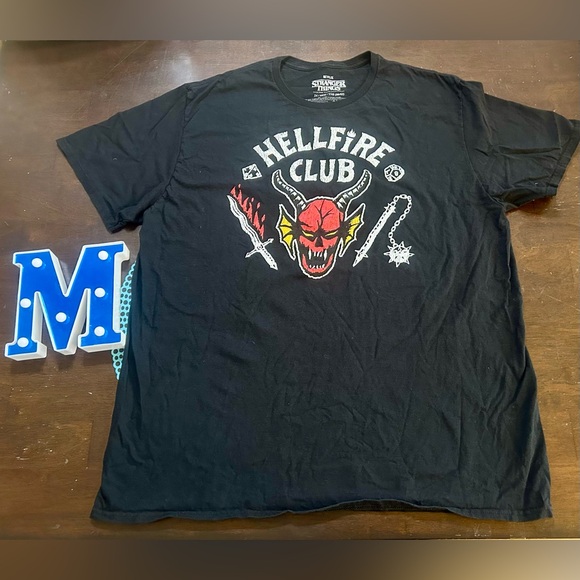 Hellfire Club T Shirt Men’s Black Stranger Things Netflix Short Sleeve, XXL - Picture 1 of 7